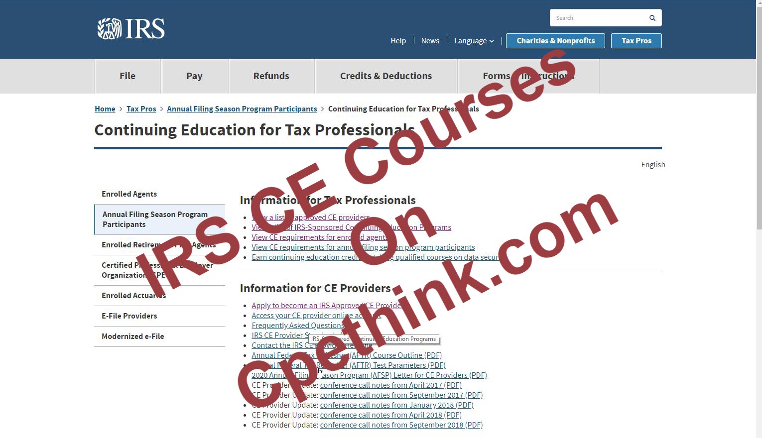 IRS and Enrolled Agent Continuing Education (CPE) Courses